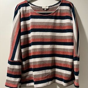 Chenault Striped Chenille Sweater - Teal, Terracotta, & Cream